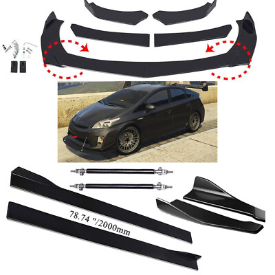prius c lip Front Bumper Chin Splitter Spoiler Body Kit+Strut Rods For Toyota Note that minor modifications may be necessary during installation PP Plastics Bodykit Bumper Lip