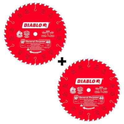 Diablo Circular Saw Blade Wood Cutting 10 Inch x 40 Tooth General Purpose 2 Pack
