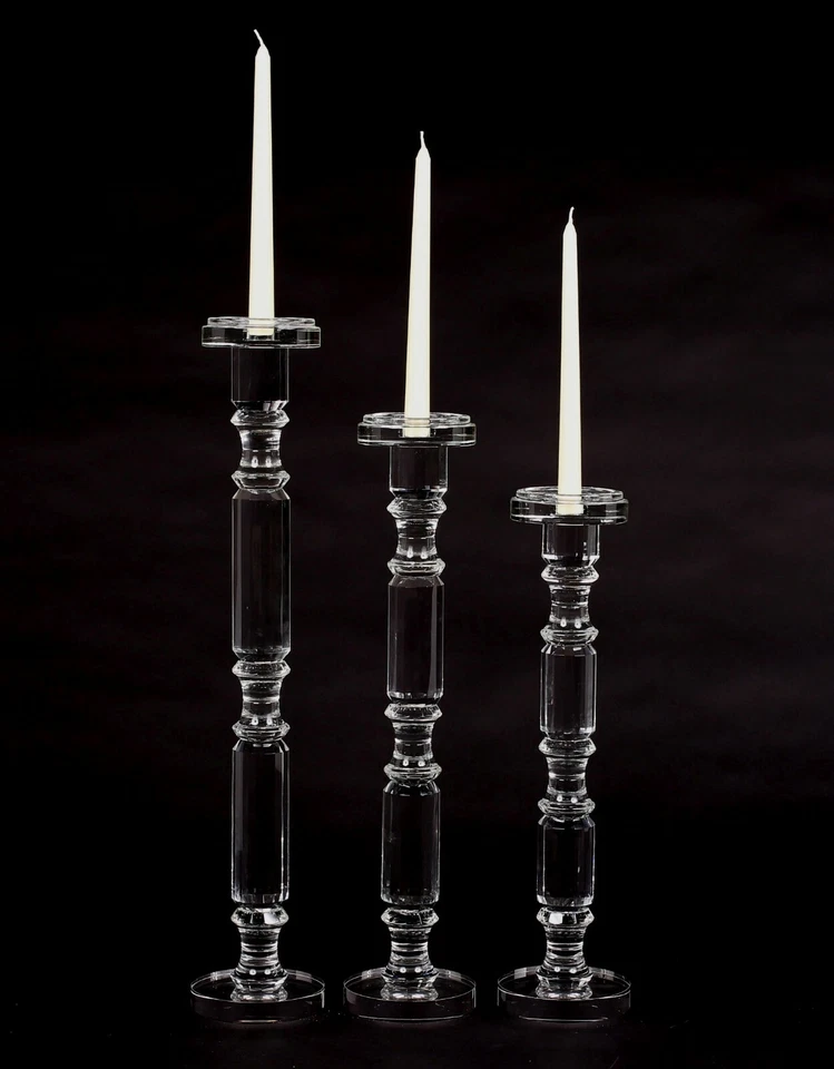 Candelabros de Cristal Contemporáneos con Pantalla de Vidrio Transparente 5.5"D 25" de Alto Juego/2 Foto 4 de 4