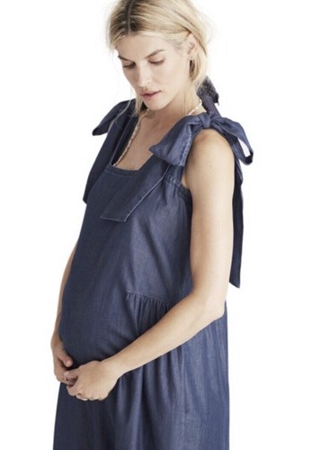 Hatch Maternity Women’s THE KATE BOWTIE DRESS Indigo Blue Size 1 (S/4-6) NEW - Picture 4 of 6