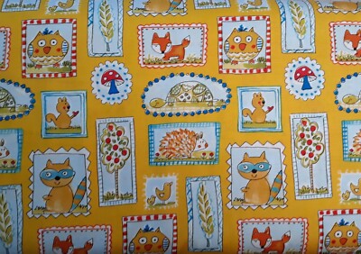 3 YARDS Cotton Fabric - FOX PLAYGROUND Fox Frames Yellow Dena Designs FS