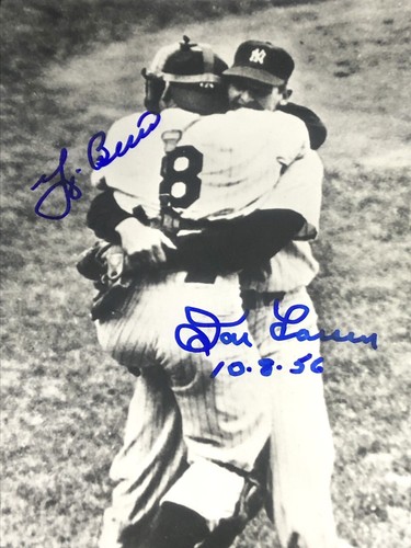 Yogi Berra & Don Larsen 1956 New York Yankees WS auto autograph baseball PHOTO ! - Picture 5 of 5