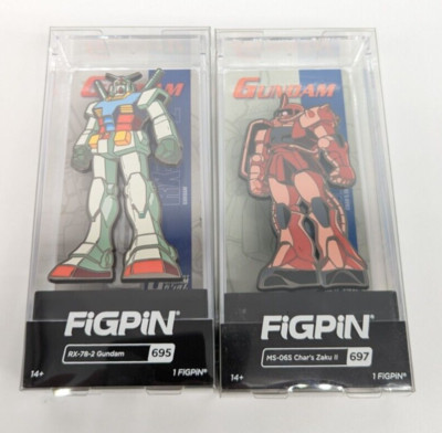 FiGPiN MS-06S Char's Zaku II #697 & RX-78-2 Gundam #695 Collectible Pin SET OF 2