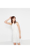 ZARA WHITE GUIPURE LACE DRESS WITH OPEN BACK  SIZE X-SMALL