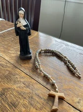 Vintage Religious Items-2-handmade-Rosary-nun/solid Wood- Mexico?