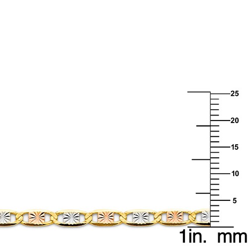 14k Tri-tone Gold 3.3mm Diamond-cut Star Valentino Unisex Chain 7.5" Bracelet - Picture 2 of 2