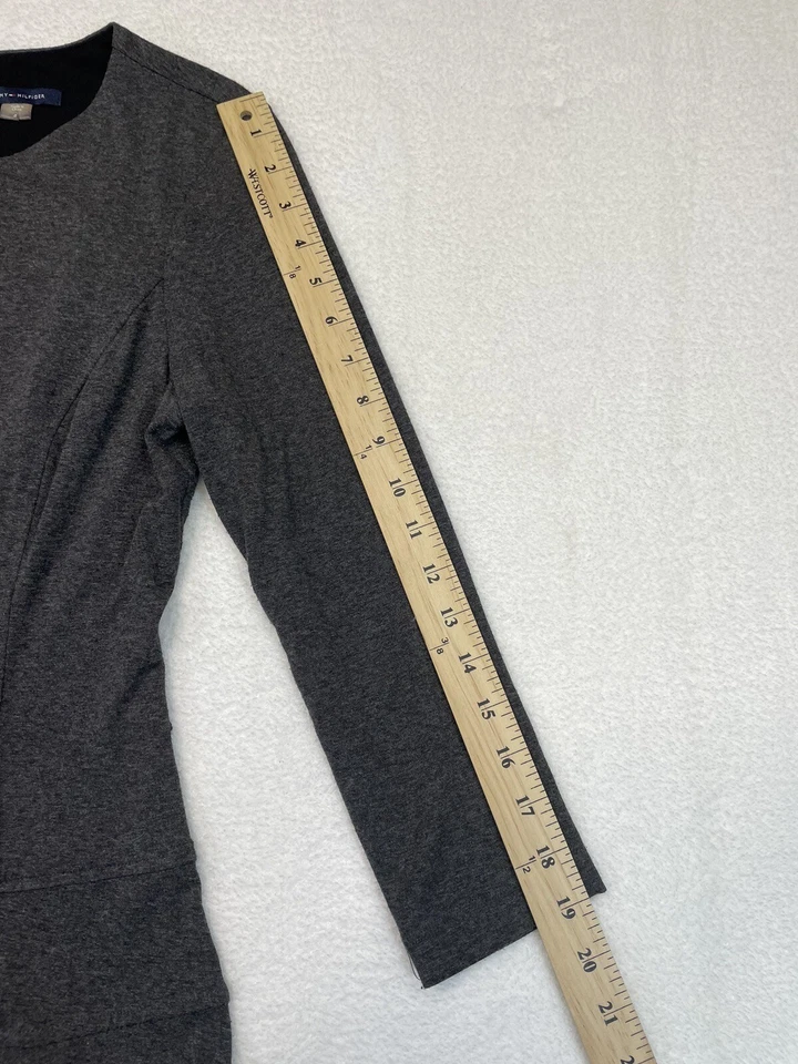 Tommy Hilfiger Women Charcoal Gray L/S Scoop Neck Bodycon A-Line Midi size 6. - Image 4 of 4
