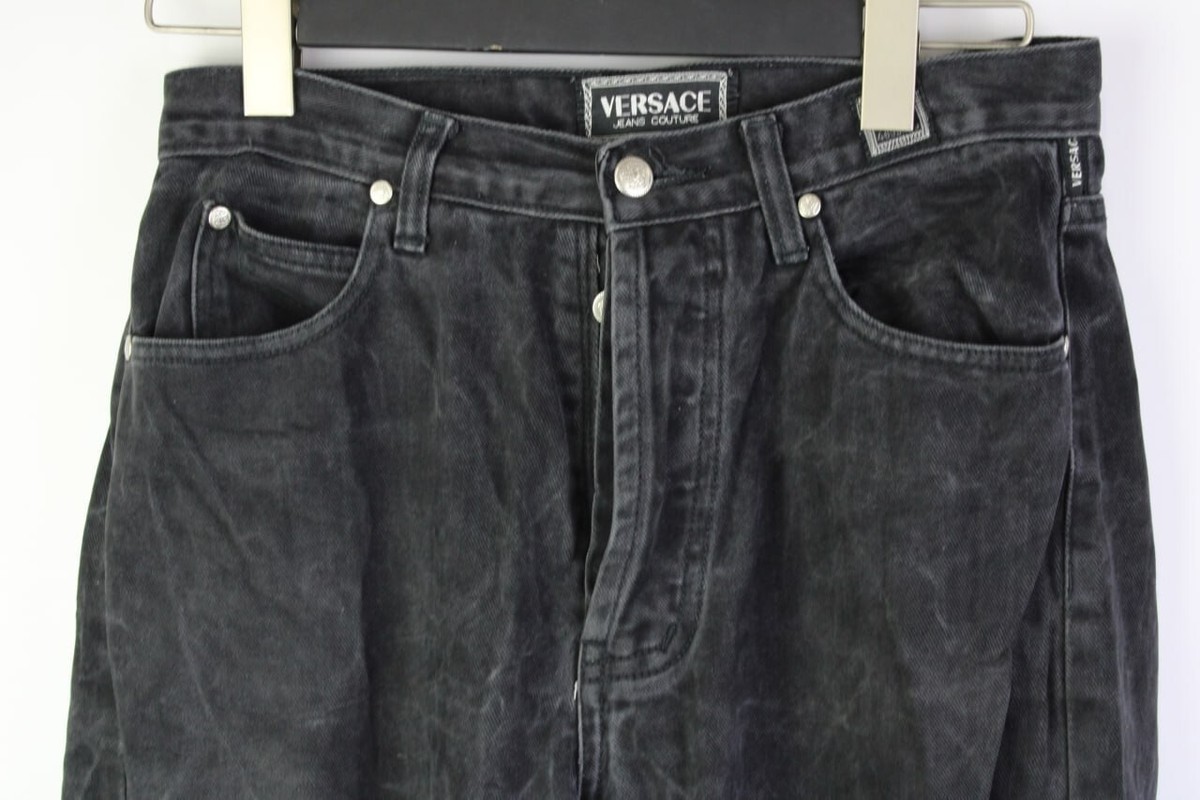 Vintage VERSACE JEANS COUTURE VJC Medusa Black Denim Baggy Jeans