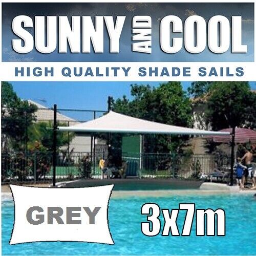 HEAVY DUTY SHADE SAIL-3x7M RECTANGLE IN GREY - Picture 1 of 4