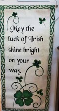 NEW St Patricks Day Greetings Wall HANGING Sign canvas 30" X 14" ready to hang