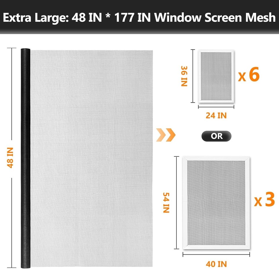 Window Screens Replacement Repair Kit, 48IN X 177IN Screen Door Mesh Replacement eBay