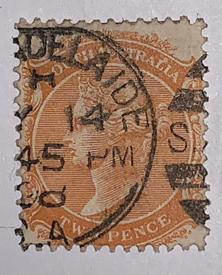 SELLOS DE VIAJE: SELLOS DE AUSTRALIA DEL SUR DOS PENIQUES REINA VICTORIA USADOS NG H Foto 2 de 4