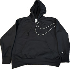 Nike Womens Medium Black Soft Therma-Fit hoodie HBR Swoosh Just do it