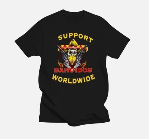 New Mc Bandidos Logo Mc Support Worldwide Men_s T Shirt - Picture 2 of 6