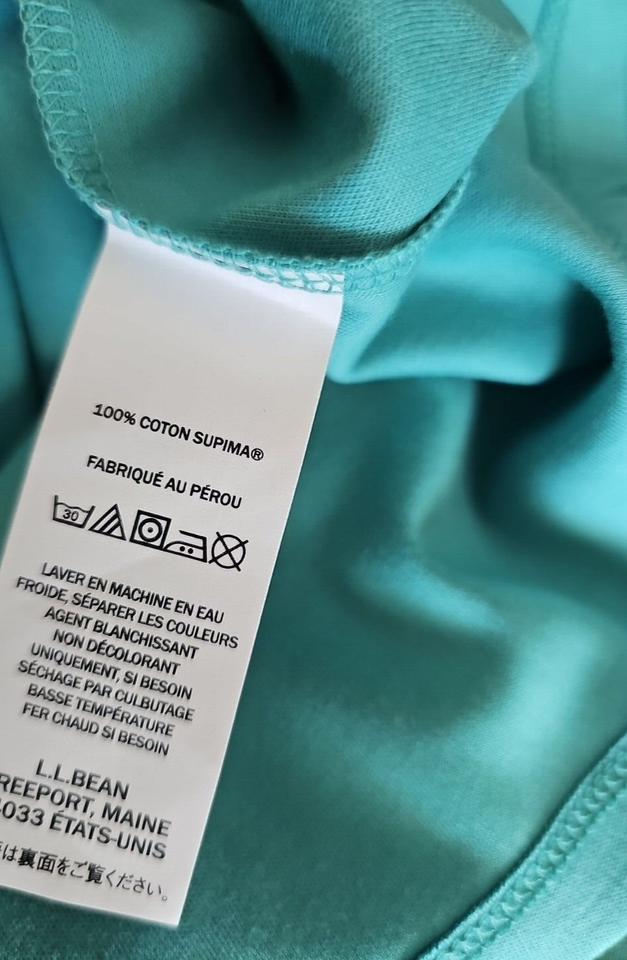 LL BEAN Pima Cotton Shaped Tee 3/4 Sleeve Jewelneck 3XPLUS Storm Teal