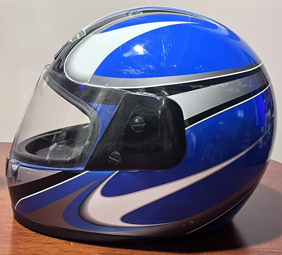 Casco de motocicleta KBC TK-7 Snell DOT M95 azul/blanco talla XS con protector facial Foto 4 de 4
