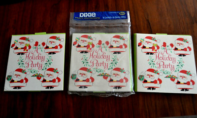 CHRISTMAS HOLIDAY PARTY Invitations by DIXIE Santa Claus 24 Vtg American Can Co.