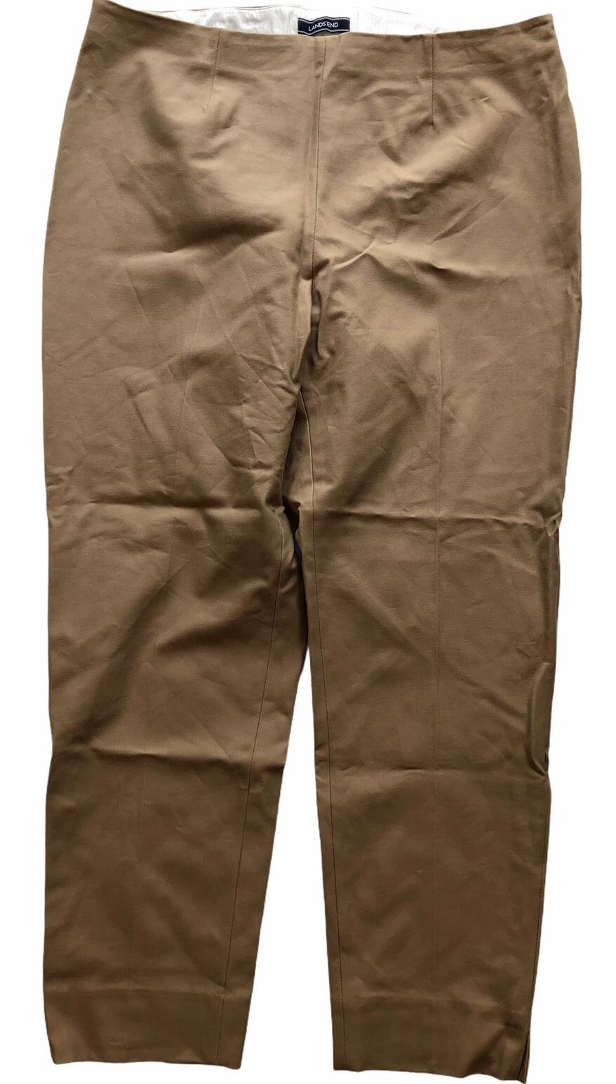 Women's Lands End Bi-Stretch Capri Pants MidRise SlimLeg Khaki sz16Tall Fit2 NWT