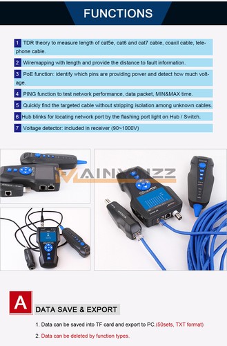 Noyafa NF-8601S Tester cavo di rete TDR localizzatore filo metallico LCD per RJ45/RJ11 - Foto 10 di 12