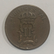 1907 Sweden 5 Ore - Oscar II Coin