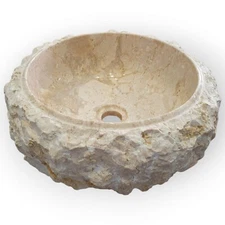 Natural Stone Sink Marble Countertop Wash Bowl Hand Sink Round WC