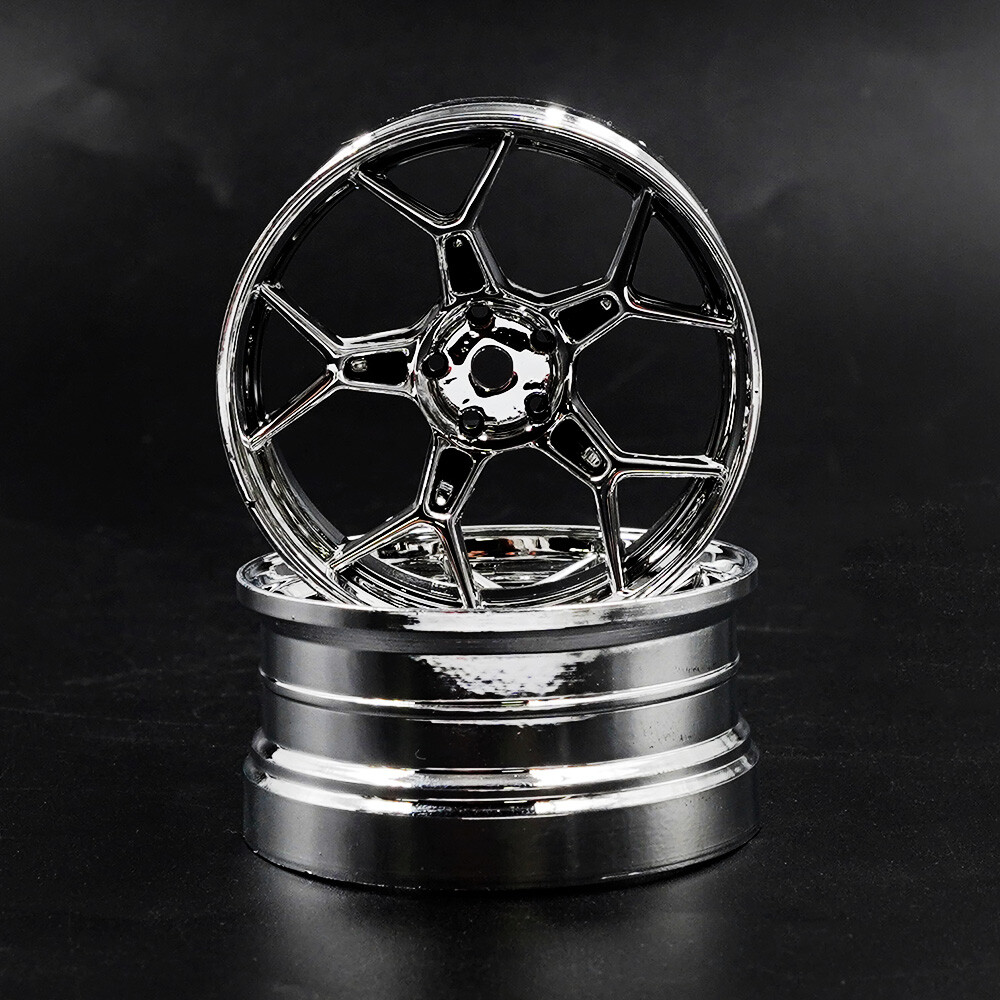 DS Racing Offset 8mm Drift Feathery Rim 2 pcs Chrome For 1/10 RC Drift