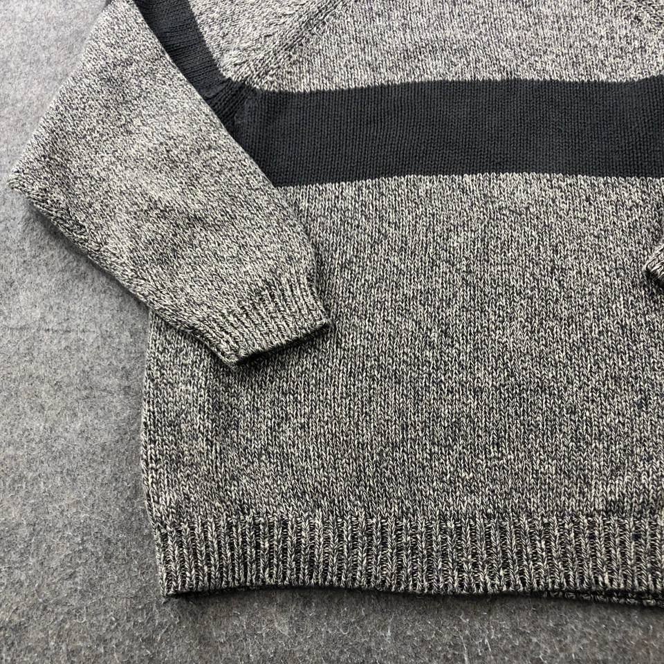 Suéter Skyr Vintage Mujer Grande Gris Negro Rayas Tejido Algodón Cuello Redondo Foto 2 de 4