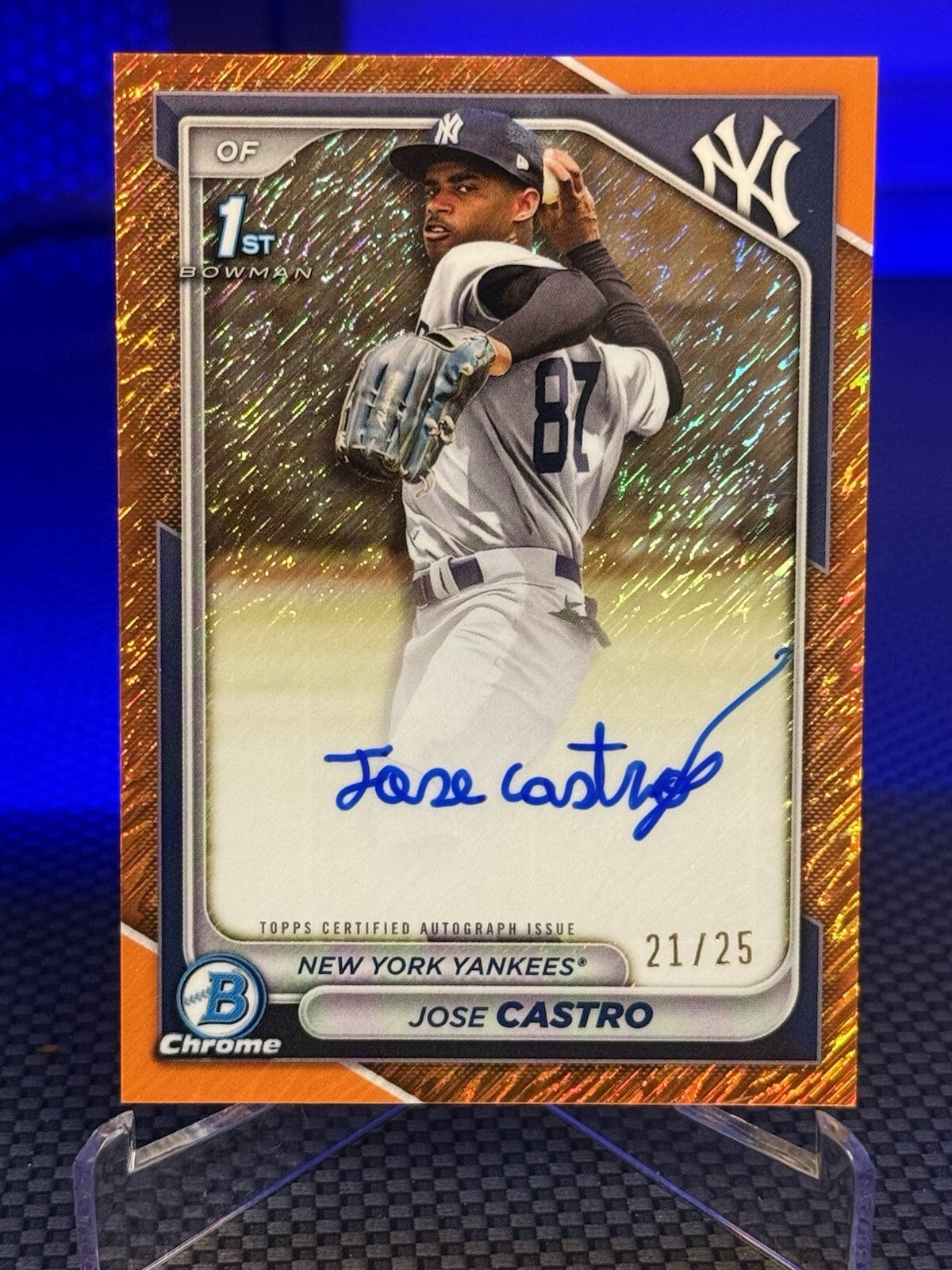 2024 Bowman Chrome Jose Castro 1st Bowman 24/25 Auto On Card Orange Shimmer NY!!