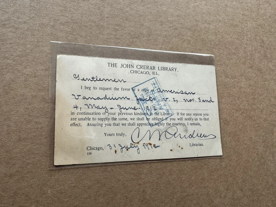 US 1914 Library Postal Card (L04) +UX27 + John Crerar Public Library +OK Chop - Image 2 of 2