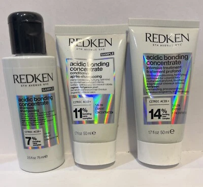 Redken Acidic Bonding Concentrate Shampoo 75ml Conditioner 50ml Treatment 50ml