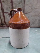 Vintage Antique One Gallon Stoneware Whiskey Jug, Akron, Ohio