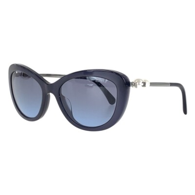 Lunettes de soldes soleil CHANEL COCO Mark 55□19 140 2N bleu marine argent matériel plastique/métal CC