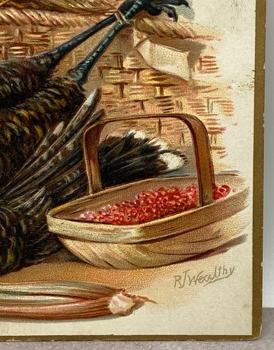 Two Vintage Thanksgiving Postcards c1908/1909 ~ Damage - Picture 3 of 7