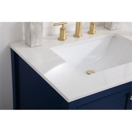Elegant Decor Theo 30" Steel and Solid Wood Single Bathroom Vanity in Blue - Picture 5 of 8