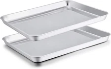 TeamFar Baking Sheet Set of 2, Pans Tray Cookie 16inch, Silver 
