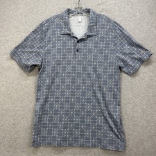 Adidas Polo Shirt Mens Blue Geometric Short Sleeve Golf Performance Active NEW