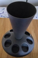 Icing Bag Holder Drying Stand, Grey Plastic, 8 Holes, Reusable 17 x 17cm