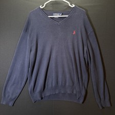 Ralph Lauren Jumper Mens Medium Navy Sweatshirt 100 Pima Cotton Pullover Top