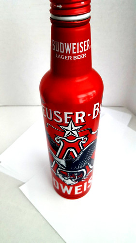 Budweiser Beer Red Large A Eagle Twist Off Aluminum Empty Bottle 16oz 503101