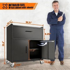 35 Metal Storage Cabinet With Drawer Wheels Rolling Garage Tool Cart Shelf