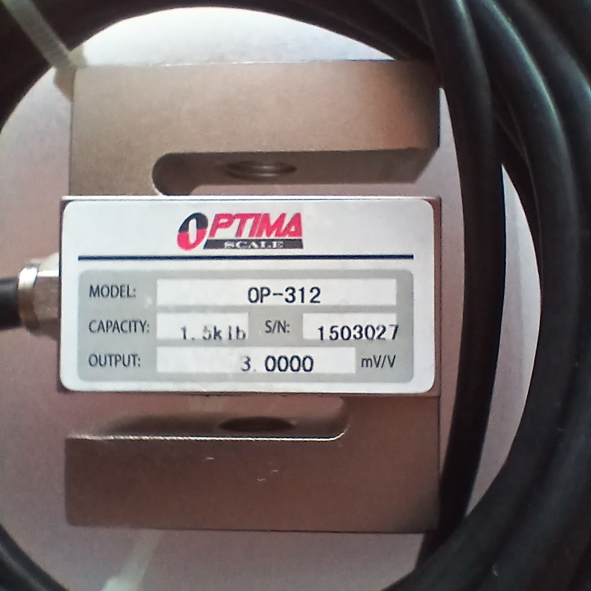 Optima Sensors OP-312 2klb S-Type Load Cell 1,500 Lbs w/ Cable