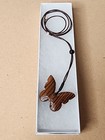 Butterfly Necklace Hand Carved Wenge Wooden Insects Animal Jewelry