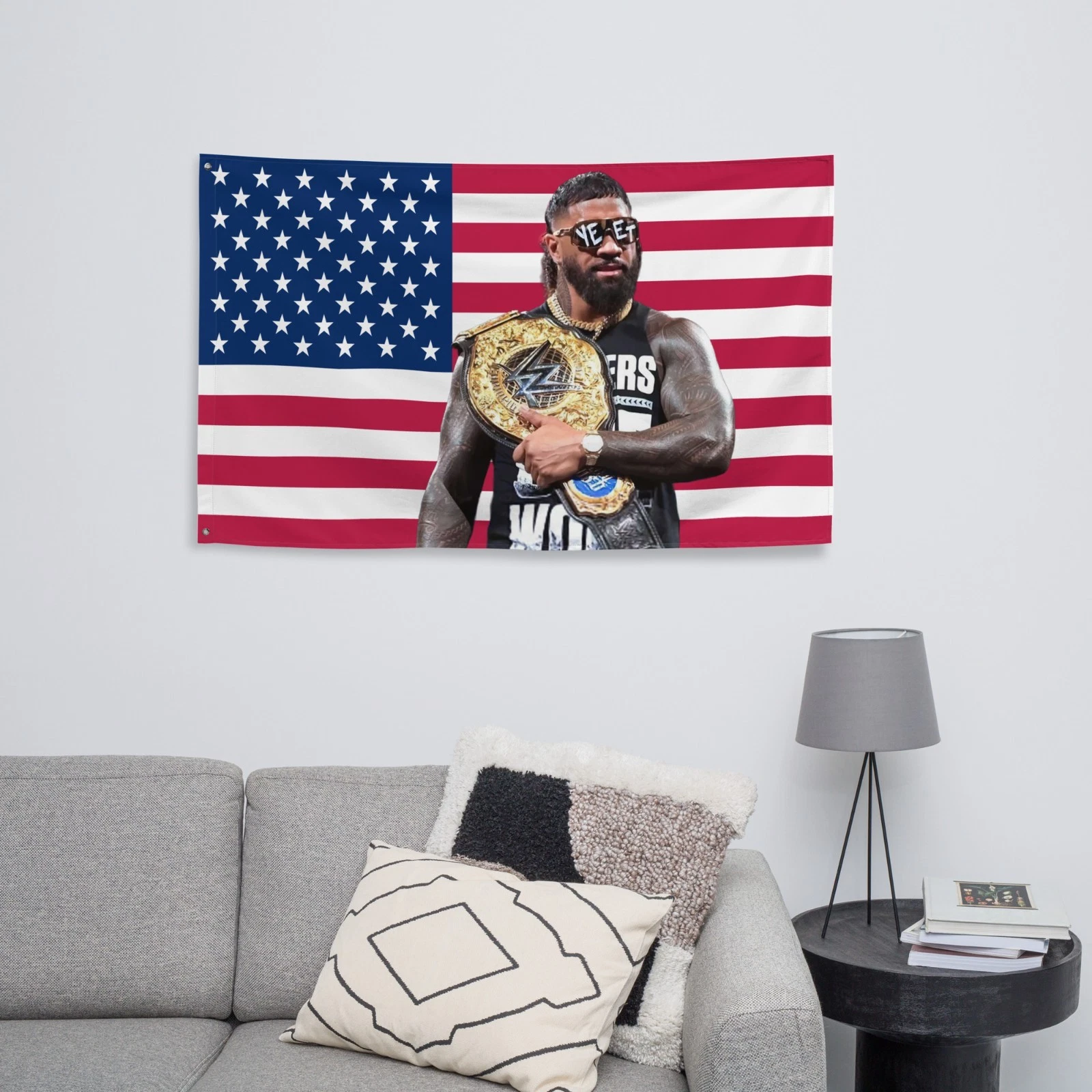 Jey Uso American Flag Tapestry – “Uso Pride” Wrestling Entertainment Flag
