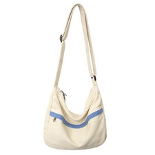 Canvas Messenger Bag Large Hobo Crossbody Bag with Zipper Casual Shoulder Tot...