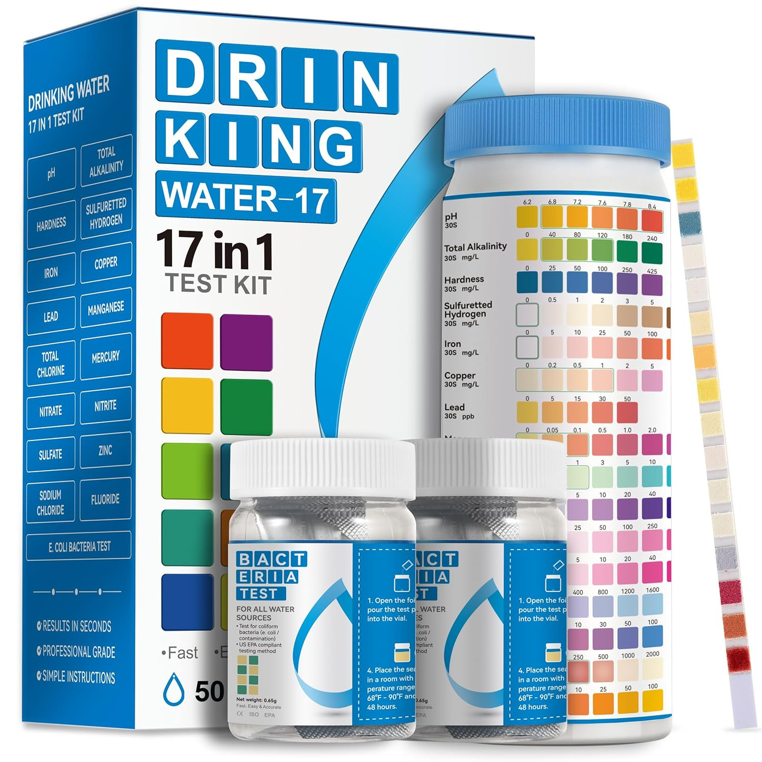 Kit Benessere Acqua: Test 17-in-1 per Acqua Alcalina, Pulita e Sicura