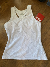 FILA Tank Top Womens Large White Racerback Mesh Performance Athletic Workout