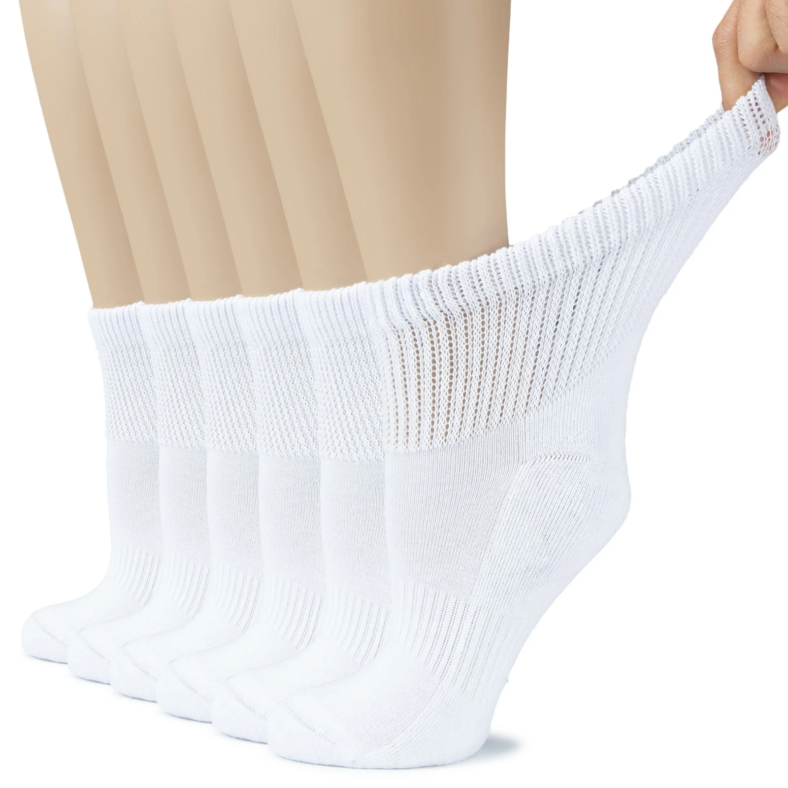 Women Diabetic Ankle Cotton Socks, Wide, Loose, Seamless, 6 Pairs, by Hugh Ugoli