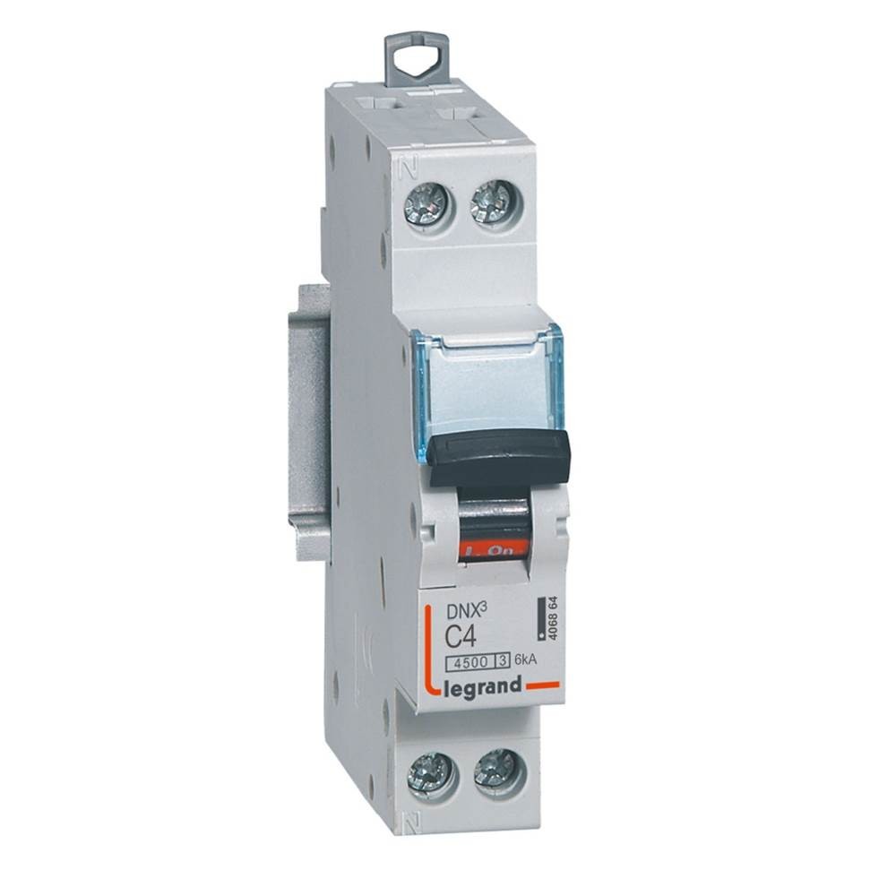 Disjoncteur DNX3 uni + neutre 4A 4500A courbe C phase neutre pour tableau électrique