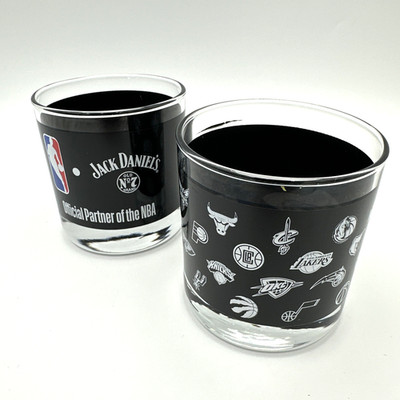 NBA Jack Daniels Old No 7 Official Partner Whiskey Glasses Set Of 2 Barware