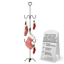 Freestanding Stocking Holder Stand 60" Tall Christmas Stocking Holders with 6...